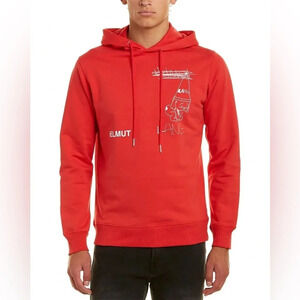 HELMUT LANG Puppy Hoodie Red Cotton Sweatshirt